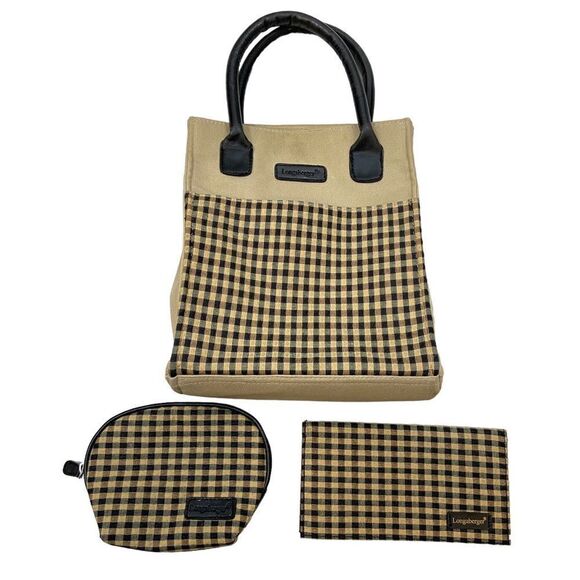 Longaberger Brand Homestead Checker Small Tote and Accessories Set - Picture 2 of 16